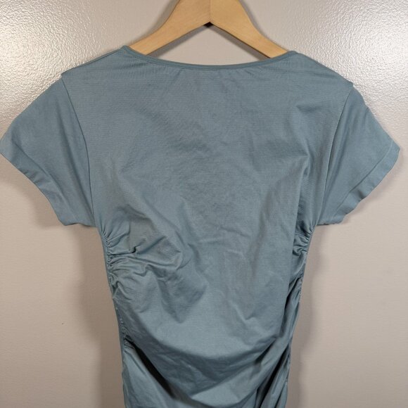Blanqi Everyday Maternity Cap Sleeve Maternity Dress Size M/L Blue Crew Neck - Picture 8 of 8
